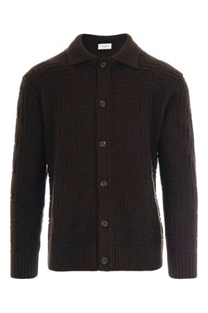 Brown virgin wool cardigan PAOLO PECORA | A030F0092358
